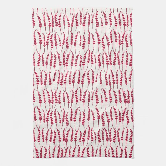 Red Holiday Fern Print Theedoek (Verticaal)