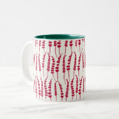 Red Holiday Fern Print Tweekleurige Koffiemok (Voorkant links)