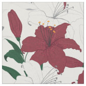 Red Holiday Floral Pattern Stof (Close Up)