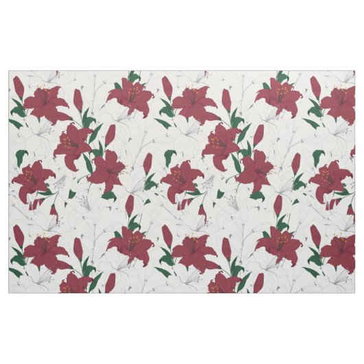 Red Holiday Floral Pattern Stof (Fat Quarter)