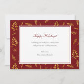 Red Holiday Foto van Gold Foil kerstboom Pattern Kaart (Achterkant)
