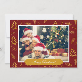 Red Holiday Foto van Gold Foil kerstboom Pattern Kaart