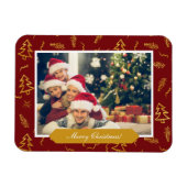 Red Holiday Foto van Gold Foil kerstboom Pattern Magneet (Horizontaal)
