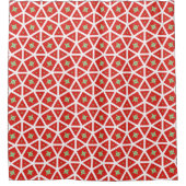 Red Holiday Geometric Star Design Douchegordijn (Voorkant)