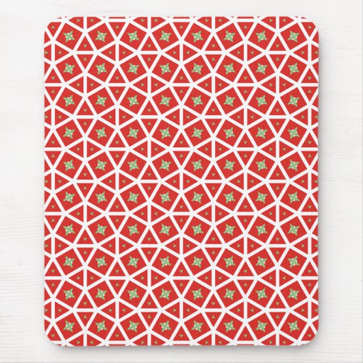 Red Holiday Geometric Star Design Muismat (Voorkant)