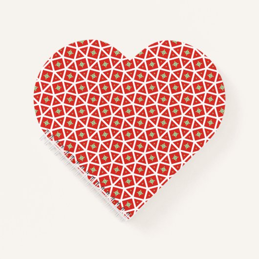 Red Holiday Geometric Star Design Notitieboek (Voorkant)