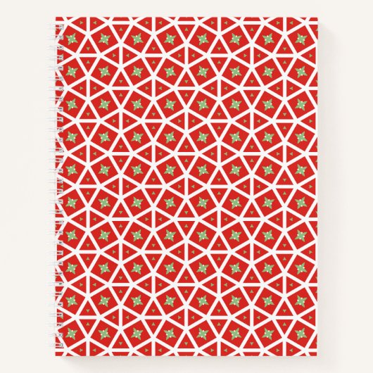 Red Holiday Geometric Star Design Notitieboek (Voorkant)