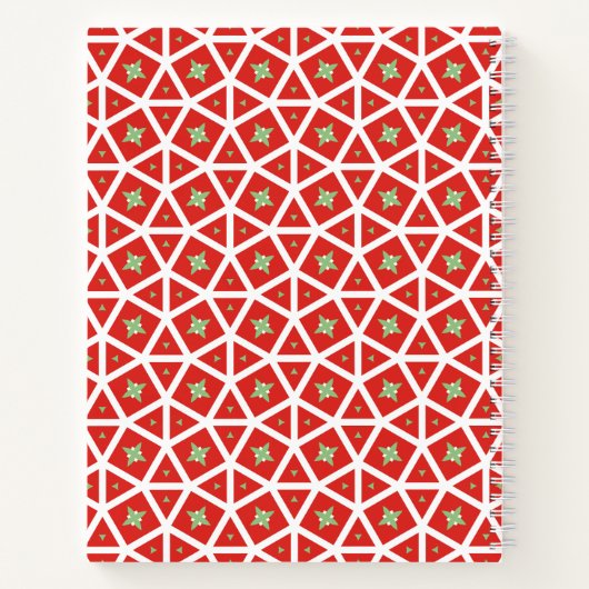 Red Holiday Geometric Star Design Notitieboek (Achterkant)