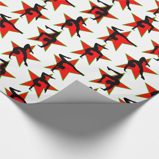 RED HOLIDAY GYMNASTIEK ONTWERP CADEAUPAPIER (Hoek)