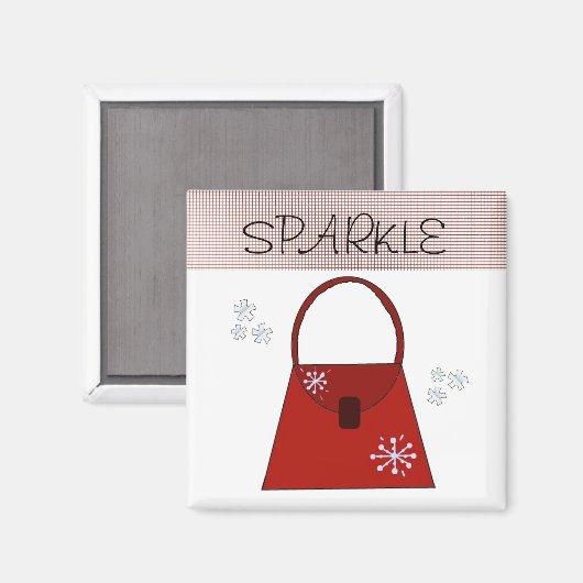 Red Holiday Handbag - Sparkle Magneet (Voorkant / Achterkant)