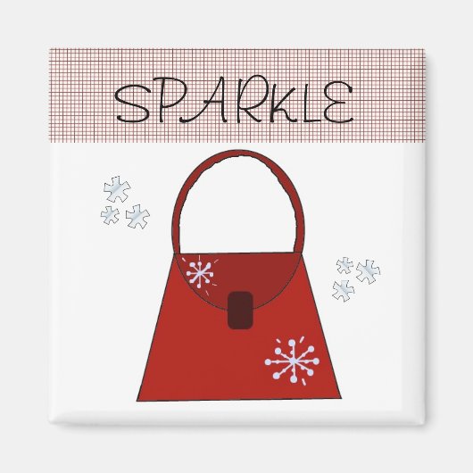 Red Holiday Handbag - Sparkle Magneet (Voorkant)