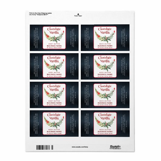 Red Holiday holly brunch typografie product Etiket (Full Sheet)