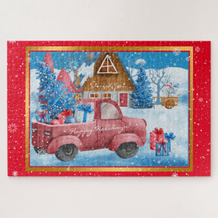 Red Holiday kersttruck aanpassen Legpuzzel