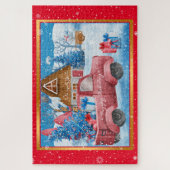 Red Holiday kersttruck aanpassen Legpuzzel (Verticaal)