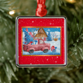 Red Holiday kersttruck aanpassen Metalen Ornament