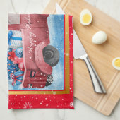 Red Holiday kersttruck aanpassen Theedoek (Quarter Fold)