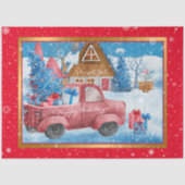 Red Holiday kersttruck aanpassen Tissuepapier (Voorkant)