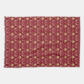 Red Holiday Kitchen Towels with Golden Reindeer Theedoek (Horizontaal)