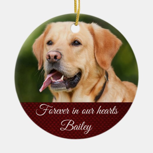 Red Holiday Memorial Pet Dog  Keramisch Ornament (Voorkant)