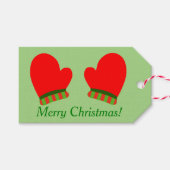 Red Holiday Mittens Cadeaulabel (Voorkant (Horizontaal))