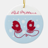 Red Holiday Mittens Keramisch Ornament (Voorkant)