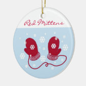 Red Holiday Mittens Keramisch Ornament (Links)