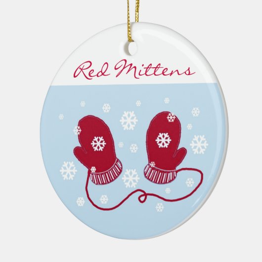 Red Holiday Mittens Keramisch Ornament (Links)