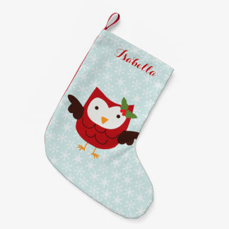 Red Holiday Owl Aangepast Kleine Kerstsok