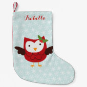 Red Holiday Owl Aangepast Kleine Kerstsok (Voorkant)