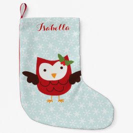 Red Holiday Owl Aangepast Kleine Kerstsok