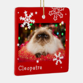 Red Holiday Pet Photo Snowflake Keramisch Ornament (Rechts)