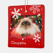 Red Holiday Pet Photo Snowflake Keramisch Ornament (Links)