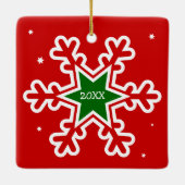 Red Holiday Pet Photo Snowflake Keramisch Ornament (Achterkant)