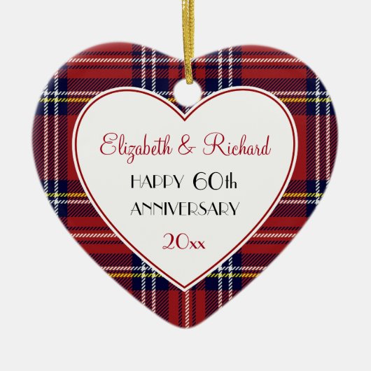 Red Holiday Plaid 60th of ELK Jubilea Ornament (Voorkant)