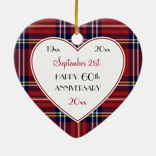 Red Holiday Plaid 60th of ELK Jubilea Ornament (Achterkant)