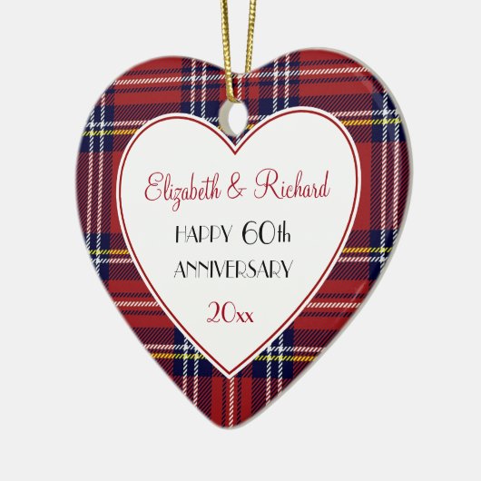 Red Holiday Plaid 60th of ELK Jubilea Ornament (Links)