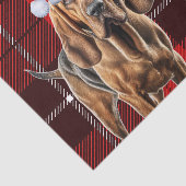 Red Holiday Plaid Christmas Bloodhound Hondenliefh Tissuepapier (Detail)
