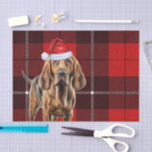 Red Holiday Plaid Christmas Bloodhound Hondenliefh Tissuepapier (Craft)