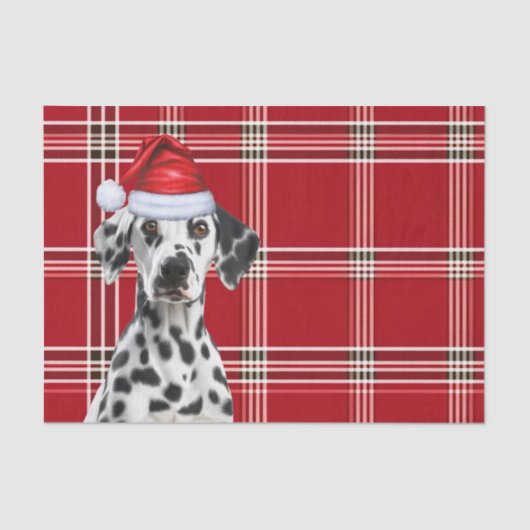 Red Holiday Plaid Christmas Dalmatian Dog Lover Tissuepapier (Voorkant)