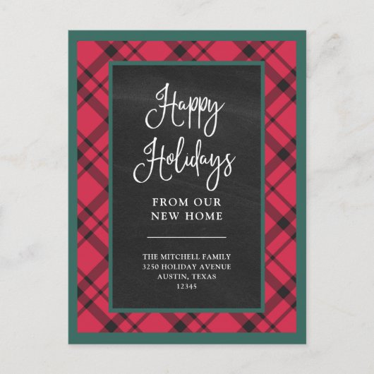 Red Holiday Pset | Nieuwe mededeling thuisbeweging Briefkaart (Voorkant)