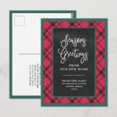 Red Holiday Pset | Nieuwe mededeling thuisbeweging Briefkaart (Voorkant / Achterkant)