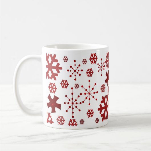 Red Holiday Snowflake Design Koffiemok (Links)