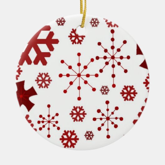 Red Holiday Snowflakes Keramisch Ornament (Voorkant)