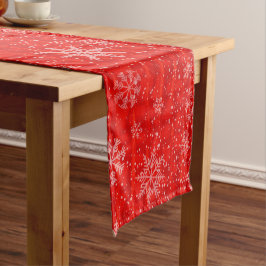 Red Holiday Snowflakes Korte Tafelloper