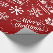 Red Holiday Snowflakes Merry kerstcadeaubonet Cadeaupapier (Hoek)