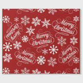Red Holiday Snowflakes Merry kerstcadeaubonet Cadeaupapier (Vlak)