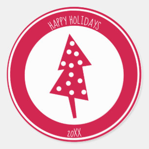 Red Holiday Tree Ronde Sticker