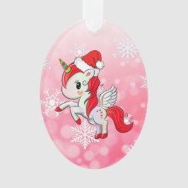 Red Holiday Unicorn en Snowflakes kerst Ornament