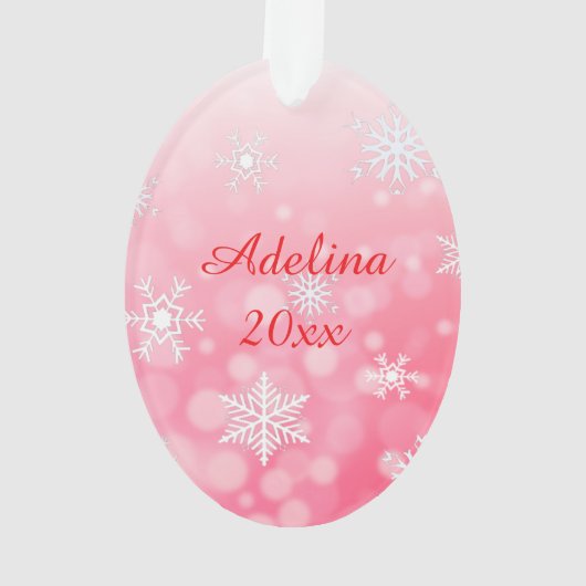 Red Holiday Unicorn en Snowflakes kerst Ornament (achterkant)