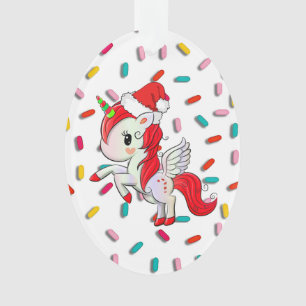 Red Holiday Unicorn en Sprinkles Kerstmis Ornament